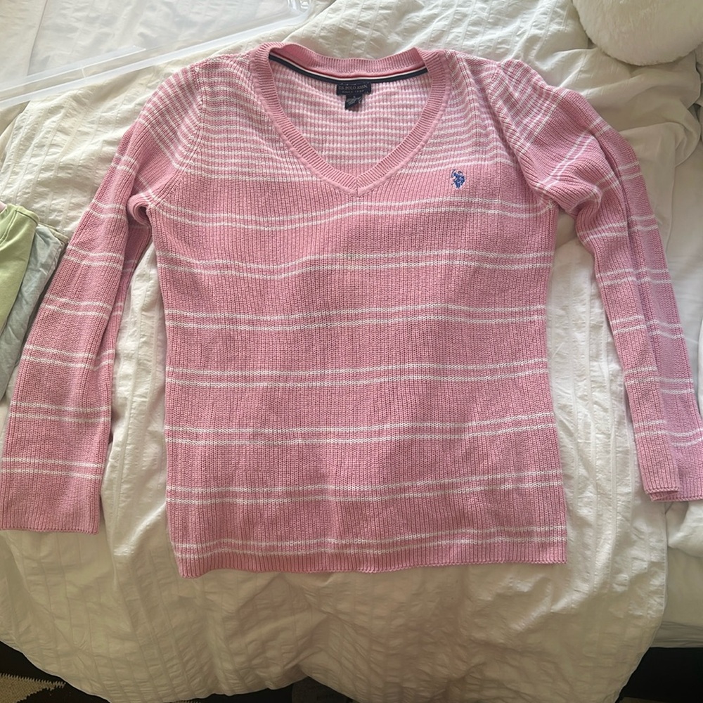 Pink U.S. POLO stripe sweater